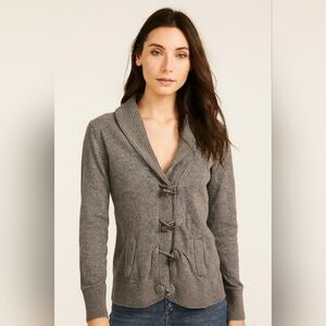 Esprit Womens Gray Knit Toggle Closure Cozy Sweater Size Med